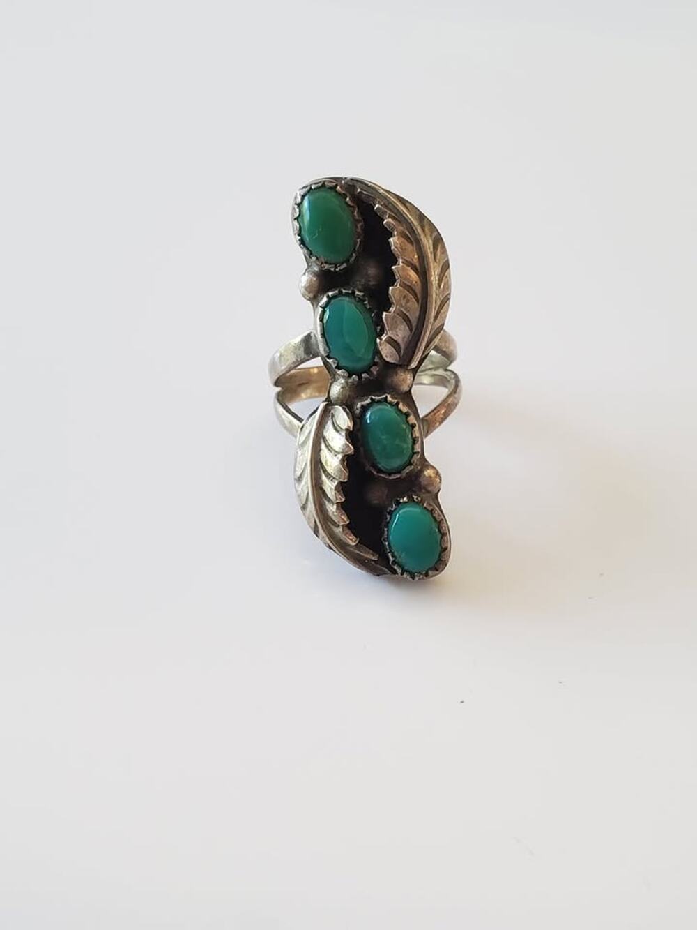 Vintage Turquoise Navette Sterling Silver Ring